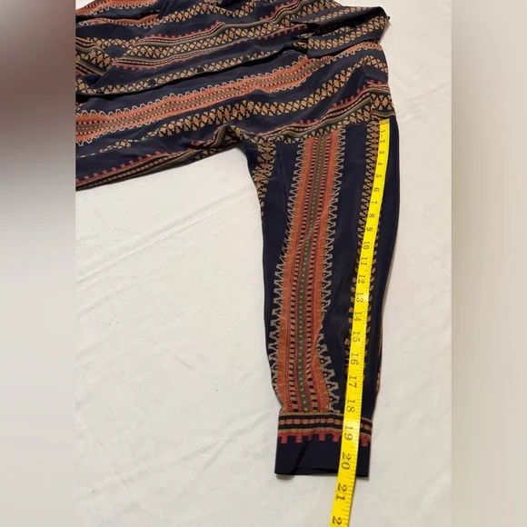 Vintage 90s Ellen Tracy Silk Blouse Geometric Stripe Navy Boho Oversized Size8 - Picture 6 of 10